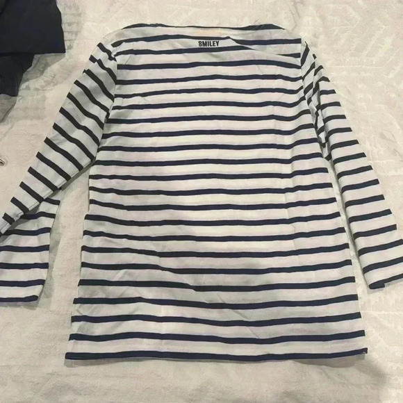 Saint James smiley shirt navy and white crew neck - Picture 3 of 6